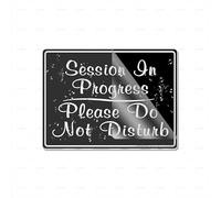 Panneau décoratif en plastique acrylique avec inscription « Session In Progress Please Do Not Disturb » - Pour la maison, le bureau, le travail - Autocollant au dos - 15,2 x 20,3 cm
