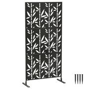 Brise Vue décoratif Extérieur - Outsunny - 3 Panneaux - avec support - à motif Bambou - métal - 92 x 40 x 192 cm - Noir