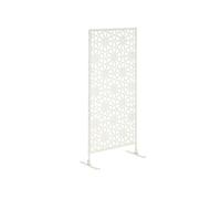 Panneau décoratif extérieur métal - brise vue motif étoiles - visserie incluse - dim. 92L x 45l x 198H cm - acier thermolaqué blanc