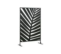 Panneau décoratif extérieur métal - brise vue motif feuilles - visserie incluse - dim. 122L x 45l x 198H cm - acier thermolaqué noir