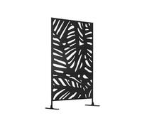 Panneau décoratif extérieur métal Motif feuilles 122L x 45l x 198H cm Acier thermolaqué noir