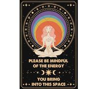 Panneau décoratif inspirant bohème esthétique vintage avec inscription « Please Be Mindful Of The Energy You Bring Into This Space » - Pour la maison, le salon, le yoga, les cafés - 20,3 x 30,5 cm