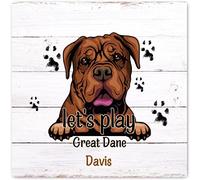 Panneau décoratif « Jouons » avec une patte de dogue allemand, un chiot, un chien chrétien, une décoration murale artistique personnalisée pour la maison, la salle de classe, la chambre ou comme cade