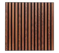 Atmosphera Créateur d'intérieur - Panneau Décoratif Tasseaux Bois Colva - 60x60cm -Effet Noyer Fond Gris - Réduction du Bruit - Entrée, Chambre, Salon