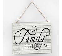 Panneau décoratif mural « Family Is Everything » à suspendre - Style rétro - Décoration d'intérieur pour table de chalet - 25,4 x 30,5 cm