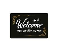 Panneau décoratif mural pour la maison - Ce panneau pour chiens est drôle et fait pour paraître antique rétro et vintage fabriqué aux États-Unis 30,5 x 20,3 cm JPTS345 « Welcome Hope You Like Dog Hair »