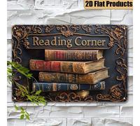 Panneau décoratif mural thème vintage de livre 2D - ""Today Is A Good Day To Read", convient pour bibliothèque, café, bureau à domicile, cuisine, salle de bain et garage (30 x 20 cm, sans électricité 