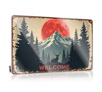 Panneau décoratif pour chambre à coucher - Welcome To The Mystical Forest Under The Blood Moon Soft Area - Style rétro amusant - Décoration pour hayon (20 x 30 cm)