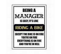 Panneau décoratif pour cour extérieure « Being A Manager Is Easy It'S Like Riding A Bike » - 20,3 x 30,5 cm