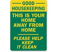 Panneau décoratif pour cour extérieure « Good Housekeeping This Is Your Home Away From Home Please Help Keep It Clean » - 20,3 x 30,5 cm