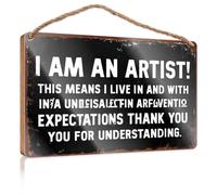 Panneau décoratif pour décoration d'intérieur « I Am An Artist! » Panneau en bois pour porche Décoration d'automne Panneau Hello Winter (15 x 28 cm)