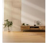 Panneau décoratif tasseaux bois Colva - 60 x 60 x 2,1 cm - Effet Chêne Clair fond Greige