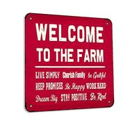 Panneau décoratif vintage « Welcome To The Farm » - 30,5 x 30,5 cm - Décoration murale amusante pour maison, cuisine, chambre à coucher, ferme, jardin, cour, ferme, café, bar