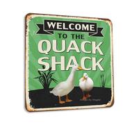 Panneau décoratif vintage « Welcome To The Quack Shack » - 30,5 x 30,5 cm - Décoration murale amusante pour maison, cuisine, chambre à coucher, ferme, jardin, magasin, café, bar, pub, cour