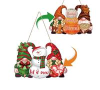 Panneau Décoration De Porte En Bois Avec Impression Recto Verso Représentant Un Bonhomme De Neige Nain Et Une Citrouille, Pour Thanksgiving Et Noël.