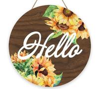 Panneau Décoration Murale En Bois « Bonjour, Bienvenue » - Panneau Rond À Suspendre Pour Porte, Porche Ou Mur.