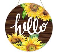 Panneau Décoration Murale En Bois « Bonjour, Bienvenue » - Panneau Rond À Suspendre Pour Porte, Porche Ou Mur.