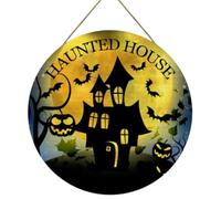 Panneau Décorations D'Halloween, Panneaux De Porte, Objets Artisanaux Ronds En Bois, Étiquettes À Suspendre, Pâques, Noël