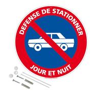 Panneau Défense De Stationner Jour Et Nuit Aluminium 2 Mm - Diam. 250 Mm Signalisation Prépercée Avec Kit De Fixation Fabrication Française