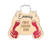 Panneau d'empreinte de pied de lapin de Pâques 2026 à faire soi-même - Cadeau de Pâques pour bébés et tout-petits - Artisanat amusant de lapin - Projet souvenir d'empreinte de pas, accessoires