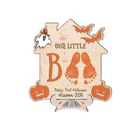 Panneau d'empreintes de pas de bébé « My First Halloween » - Empreintes de pieds de bébé - Panneau d'Halloween de bébé - Décoration artistique d'empreintes de pas ou de main de notre petit Boo (Boo