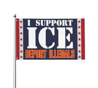 Panneau « Déportez tous les clandestins » 90 x 150 cm (3 x 5 pieds) - Je soutiens les drapeaux de la glace - Tapisserie avec 2 œillets métalliques - Sans pied