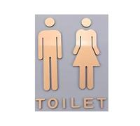 Panneau Des Toilettes 3D bricolage homme et femme autocollant de toilette WC porte signe décalcomanies signes toilettes toilettes signalisation Plaque décoration murale amovible(Golden)