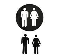 Panneau Des Toilettes Autocollants muraux amovibles 3D for panneau d'entrée de toilette, drôle femme et homme, affiche de porte de toilette, autocollant de Surface miroir, décor DIY(Black Type A)