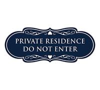Panneau design Private Residence Do Not Enter - Bleu marine/blanc - Taille L