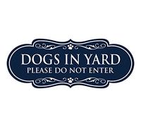 Panneau Designer Dogs In Yard Please Do Not Enter (bleu marine/blanc) - Taille L