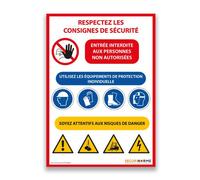 Panneau d'évacuation - Consignes de Sécurité chantier - Intérieur PVC 2 mm A3