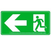 Panneau d'évacuation flèche droite PVC 300 x 150 mm, étanche et résistant à la lumière. Conçu pour : signalisation d'urgence dans les bâtiments.