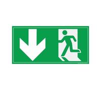 Panneau d'évacuation - Pictogramme Sortie de secours - ISO 7010 - 200 x 100 mm - Vinyle Souple Autocollant
