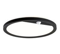 Panneau d'extérieur LED Lamina Backlight Détecteur de mouvement crépusculaire (IR) résistant à l'eau de mer IP44 rond 280mm 3000K 14,5W 1200lm 230V Noir Matière plastique Noir G