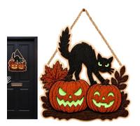 Panneau d'Halloween Décoration Lumineuse Spectrale en Bois Noir E