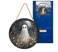 Panneau d'Halloween pour porte d'entrée | Panneaux d'Halloween en bois 2D | Maison hantée pirate capitaine citrouille fantôme blanc décoration murale pour la maison, cheminée, entrée, cuisine, porche