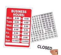 Panneau d'heures de travail avec autocollant d'heure du lundi au dimanche, rouge, panneau 'heures de magasin, étanche, résistant au soleil, 8 x 12 cm, panneaux ouverts en PVC pour les entreprises
