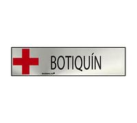 Panneau d'information "BOTIQUIN" (inox adhésif 0,8 mm) 5 x 20 cm