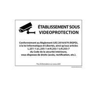 Panneau d'information - Etablissement sous Vidéoprotection 210 x 150 mm Vinyle Souple Autocollant Blanc