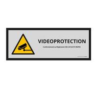 Panneau d'information - Pictogramme de sécurité Vidéo-Protection - 210 x 75 mm - Gris - PVC