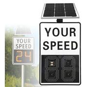 Panneau D'information Sur Vitesse De Circulation Détecteur Radar Solaire Affichage LED De Votre Vitesse Avec Alerte Rouge/verte For Zones Scolaires Zones À Forte Circulation(White,24 * 35in)
