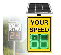 Panneau D'information Sur Vitesse De Circulation Détecteur Radar Solaire Affichage LED De Votre Vitesse Avec Alerte Rouge/verte For Zones Scolaires Zones À Forte Circulation(Yellow,24 * 35in)
