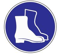 Panneau d'interdiction de se protéger les pieds D.200mm Panneau en plastique bleu/blanc