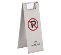 Panneau d'interdiction de stationnement pliable en acier inoxydable - Support double face pour parking privé, allée et points de danger - Argenté