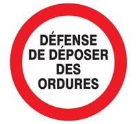 Panneau d'interdiction DIAM 420 ADHESIF Defense de deposer des ordures d.420mm TALIAPLAST - 723216
