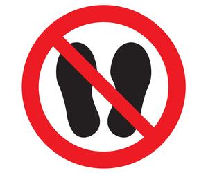 Panneau d'interdiction DIAM 80 ADHESIF Ne pas marcher ou stationner a cet endroit d.80mm TALIAPLAST - 724351