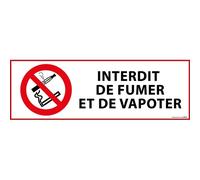Panneau d'Interdiction - Interdiction de fumer et vapoter - 297 x 105 mm - Vinyle Souple Autocollant