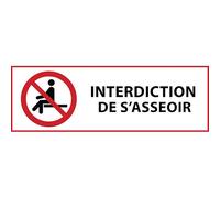 Panneau d'interdiction - Interdiction de s'asseoir - P018 - 297 x 105 mm - Vinyle Souple Autocollant