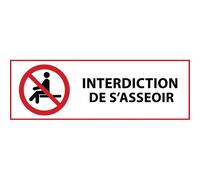 Panneau d'interdiction - Interdiction de s'asseoir - P018 PVC 2 mm 297 x 105 mm