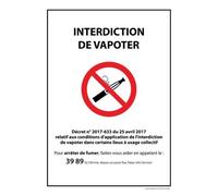 Panneau d'Interdiction - Interdiction de Vapoter - avec Décret 210 x 150 mm Vinyle Souple Autocollant